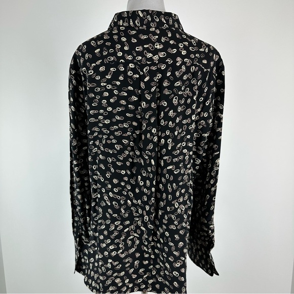 M.M. LAFLEUR Silk Button Down Collared Long Sleeve Blouse Top Size XL - Picture 10 of 13